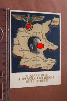 Postkarte - 13. März 1938 Ein Volk Ein Reich Ein Führer   abgestempelt in Berlin